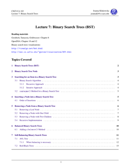 Binary Search Trees (BST)