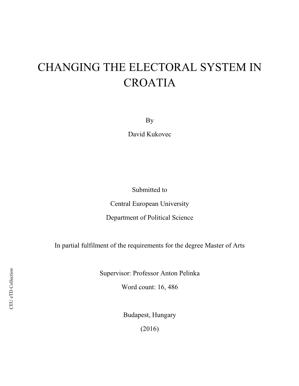 Changing the Electoral System in Croatia