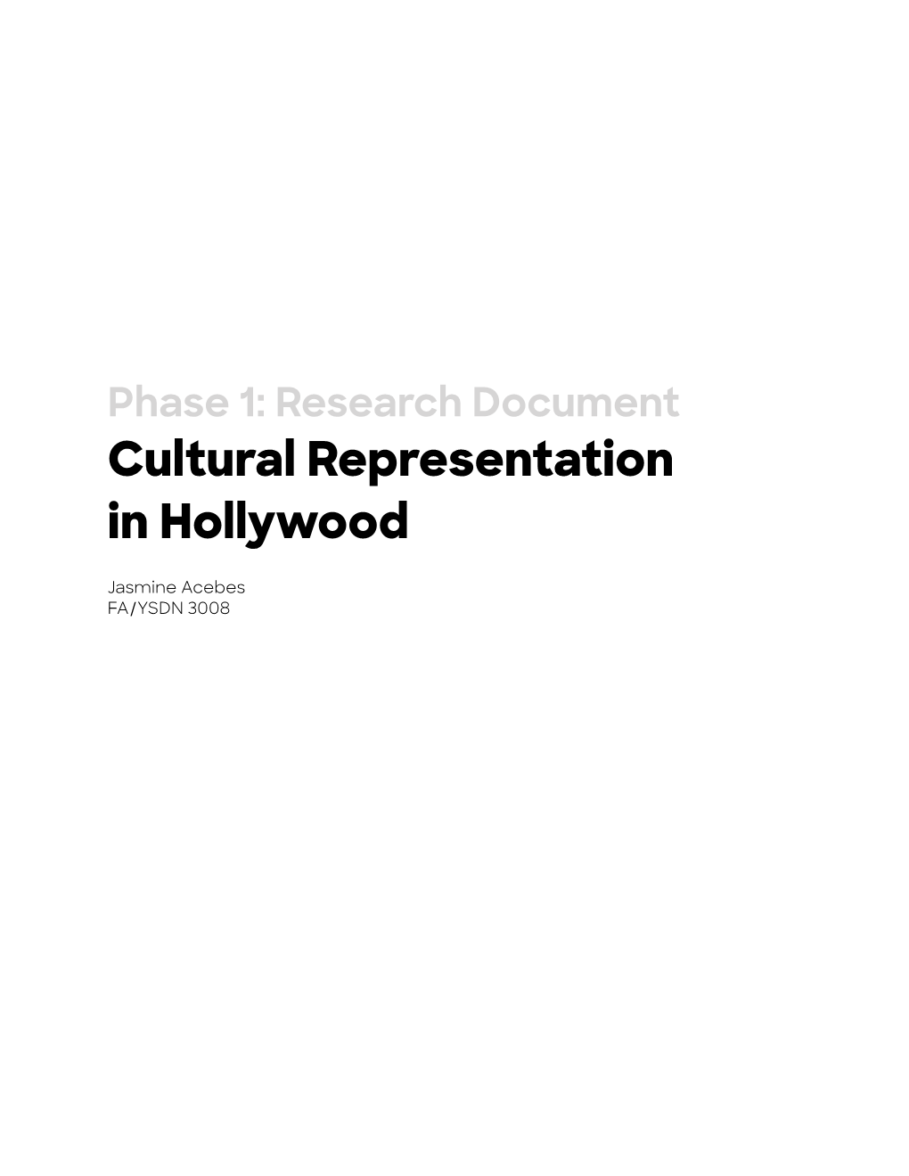 Cultural Representation in Hollywood