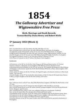 1854 the Galloway Advertiser and Wigtownshire Free Press
