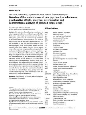 Overview of the Major Classes of New Psychoactive Substances
