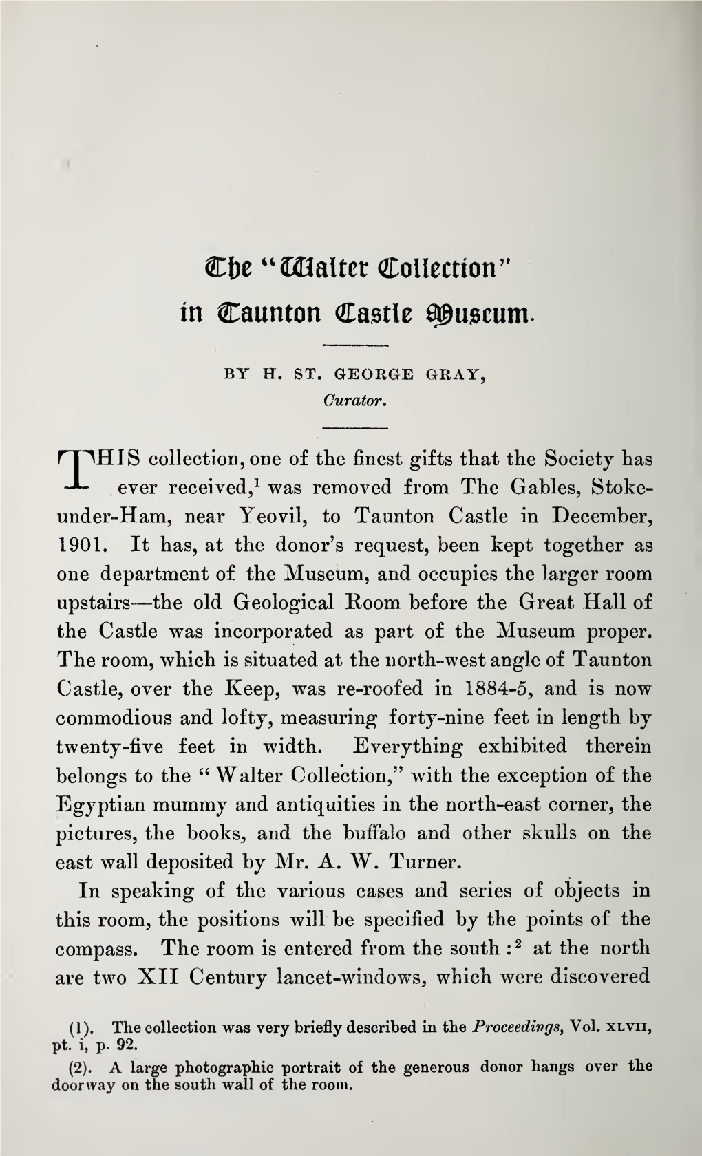 St. George Gray, H, the “Walter Collection” in Taunton Castle Museum, Part II, Volume 48