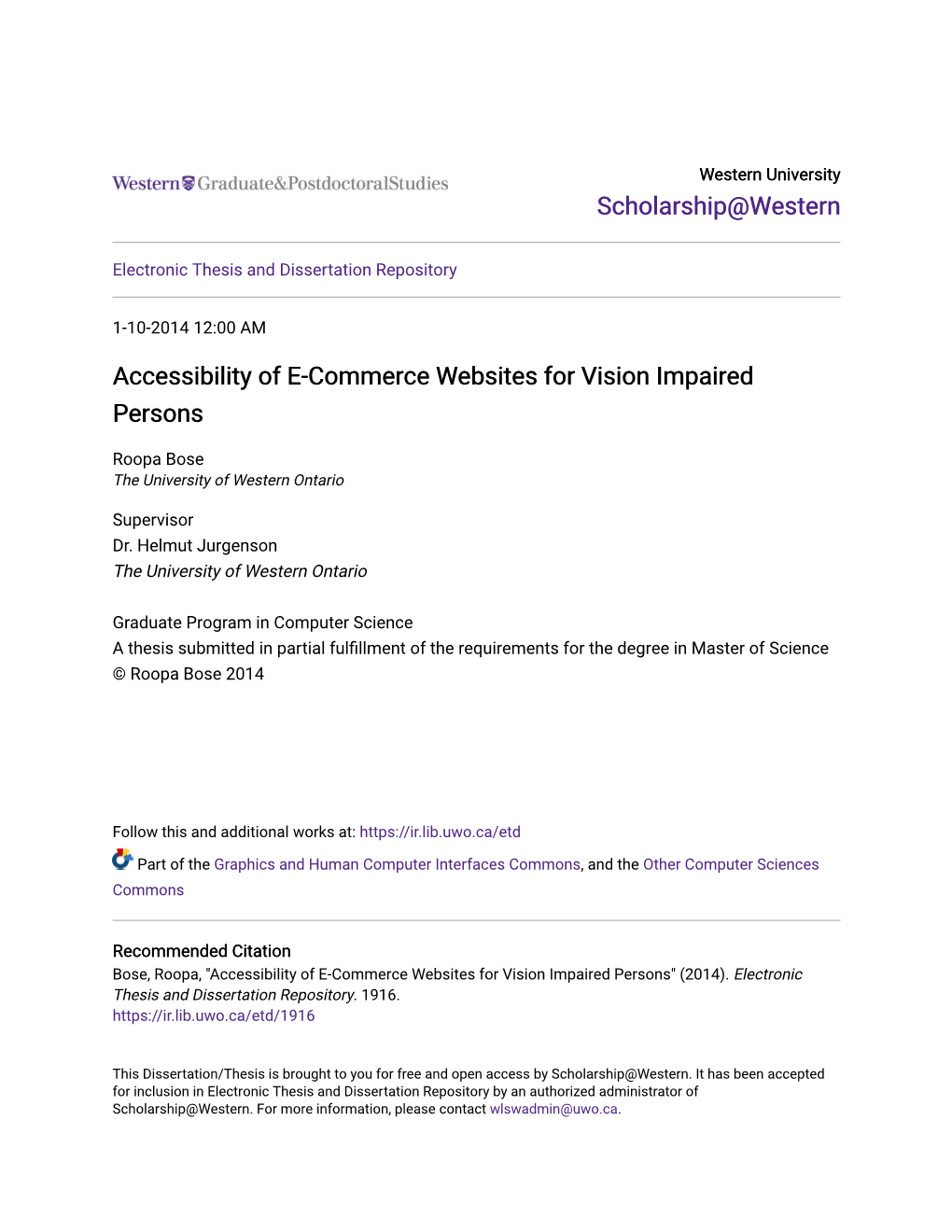 Accessibility of E-Commerce Websites for Vision Impaired Persons