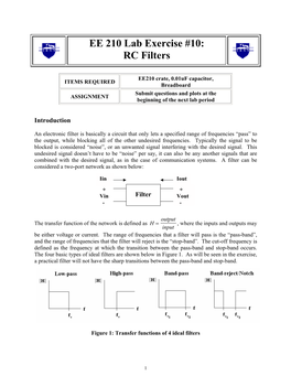 EE 210 Lab Exercise #10: RC Filters
