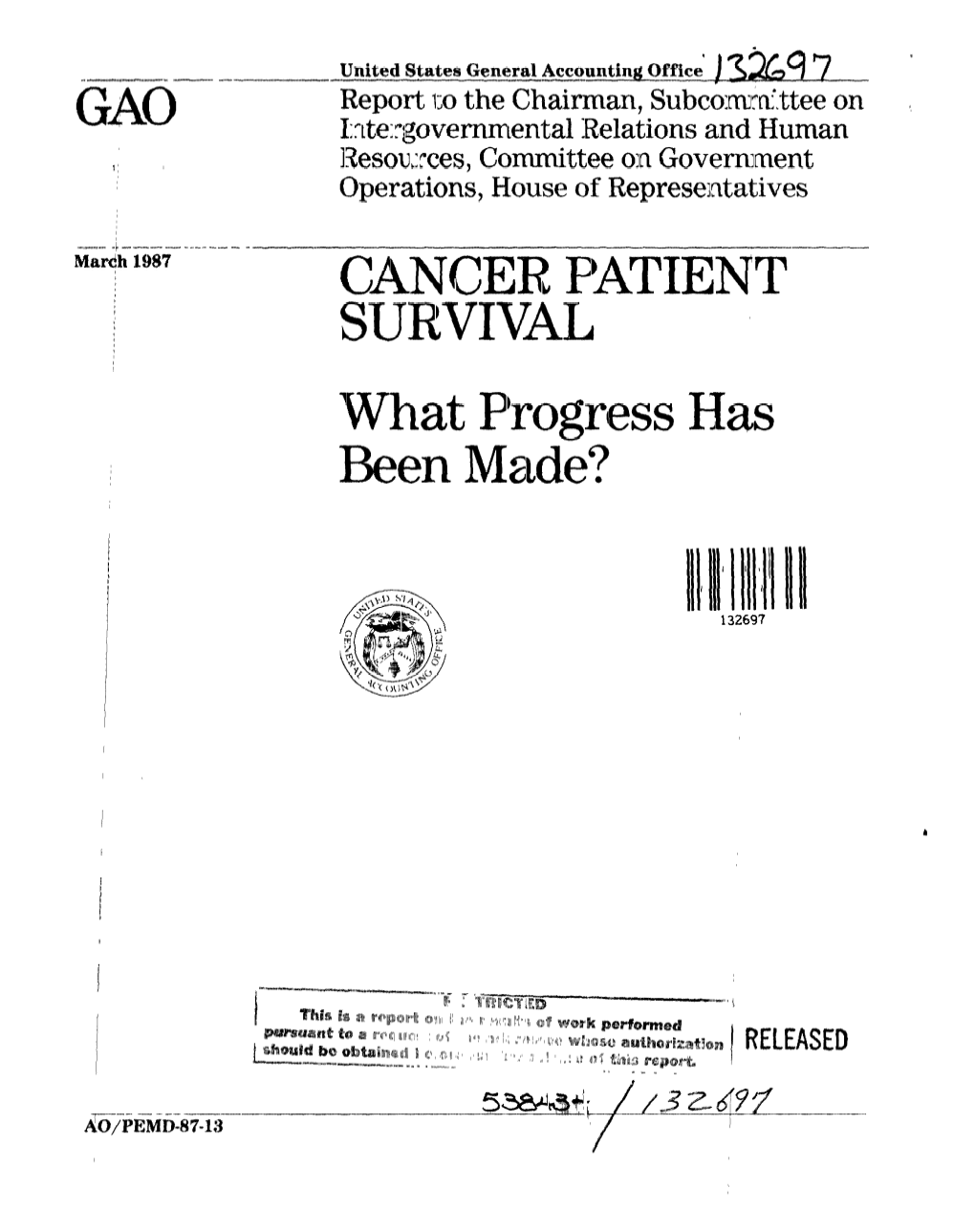 PEMD-87-13 Cancer Patient Survival