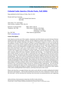 Colonial Latin America (Nicola Foote, Fall 2006)