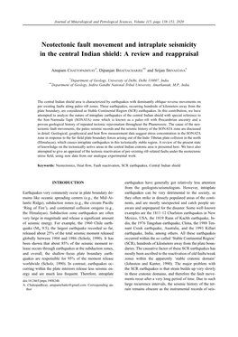 Neotectonic Fault Movement and Intraplate Seismicity in the Central Indian Shield: a Review and Reappraisal