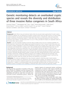 Genetic Monitoring Detects an Overlooked Cryptic Species And