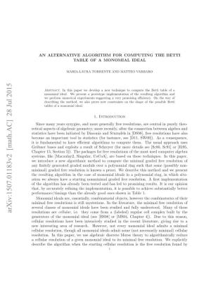An Alternative Algorithm for Computing the Betti Table of a Monomial Ideal 3