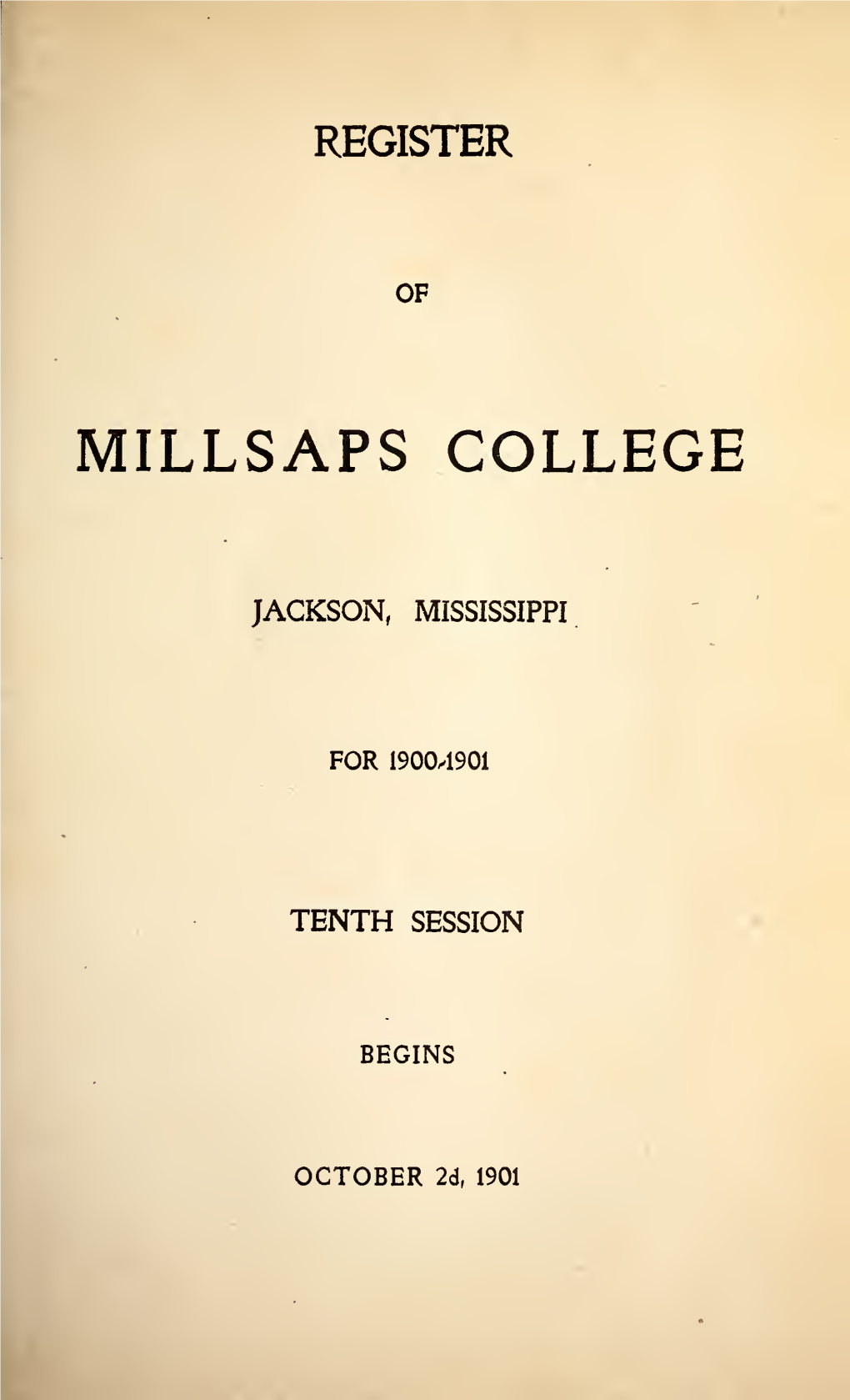 Millsaps College Catalog, 1900-1901