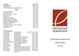 Sastamalan Seurakunnan Yhteystiedot 2.2.2021