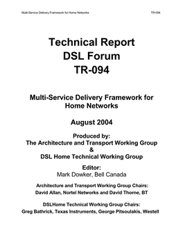 Technical Report DSL Forum TR-094