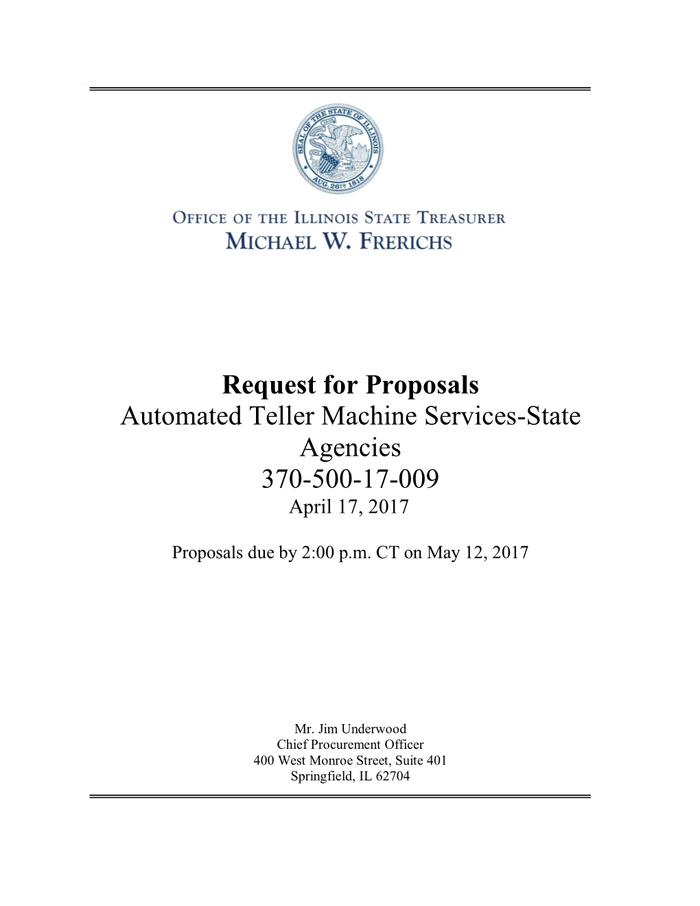 Request for Proposals for Automated Teller Machine Services