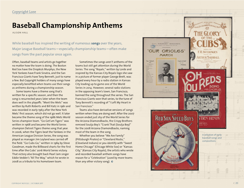 Baseball Championship Anthems ALISON HALL