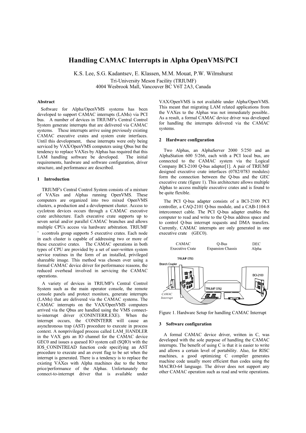 Handling CAMAC Interrupts in Alpha Openvms/PCI