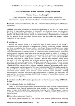 Analysis of Problems in the Curriculum Setting for MTCSOL