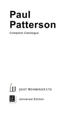 Complete Catalogue JOSEF WEINBERGER LTD Universal Edition