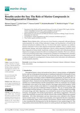 The Role of Marine Compounds in Neurodegenerative Disorders