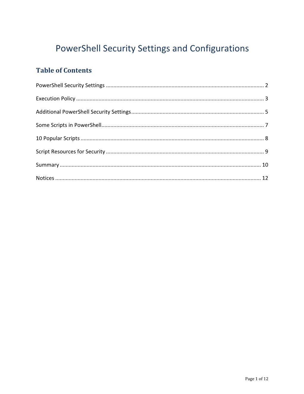 Powershell Security Settings and Configurations