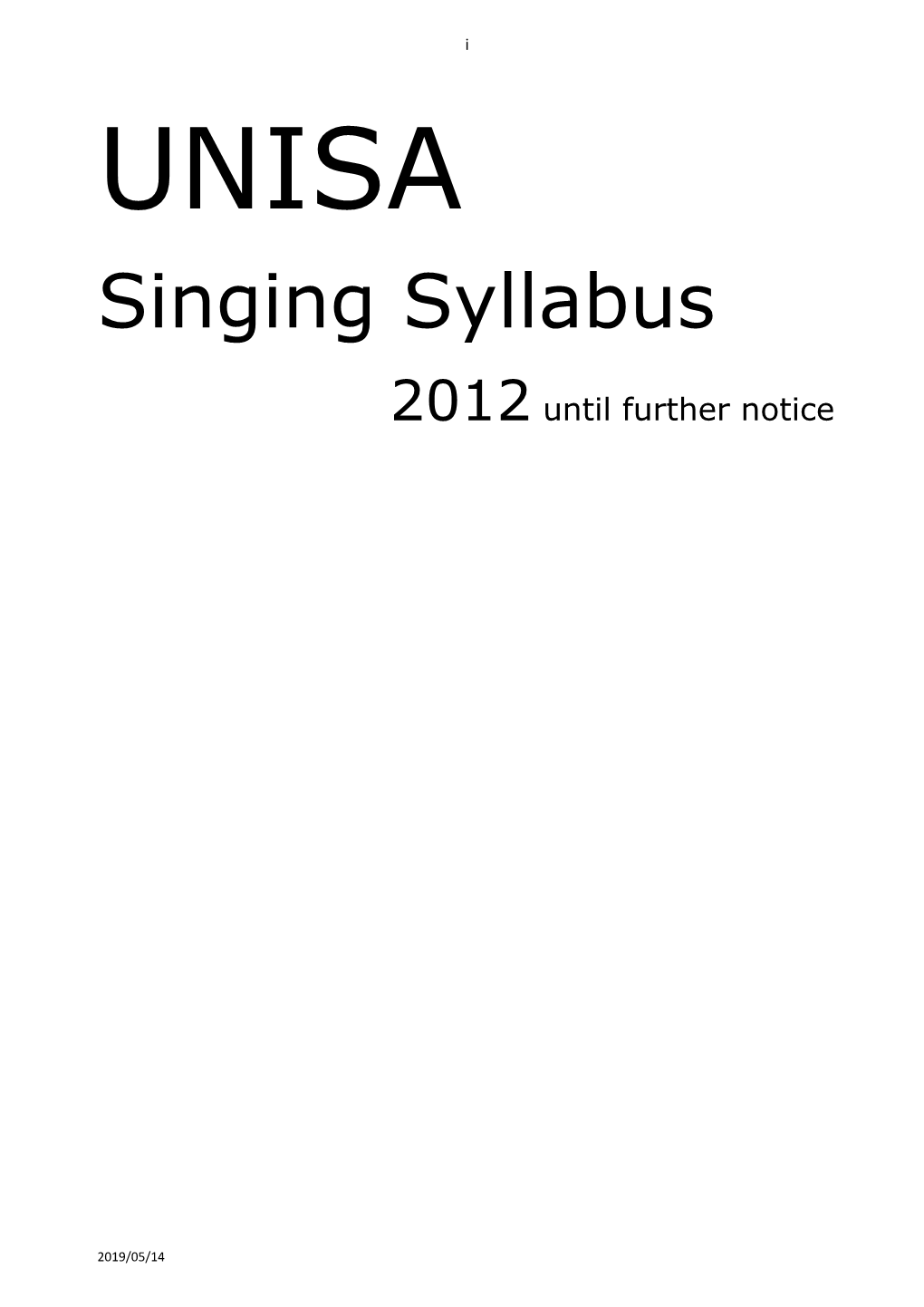 Singing Syllabus