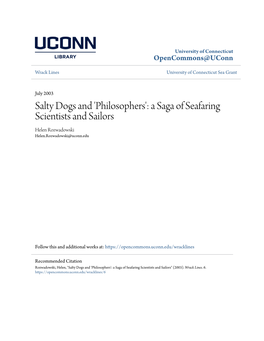 Salty Dogs and 'Philosophers': a Saga of Seafaring Scientists and Sailors Helen Rozwadowski Helen.Rozwadowski@Uconn.Edu