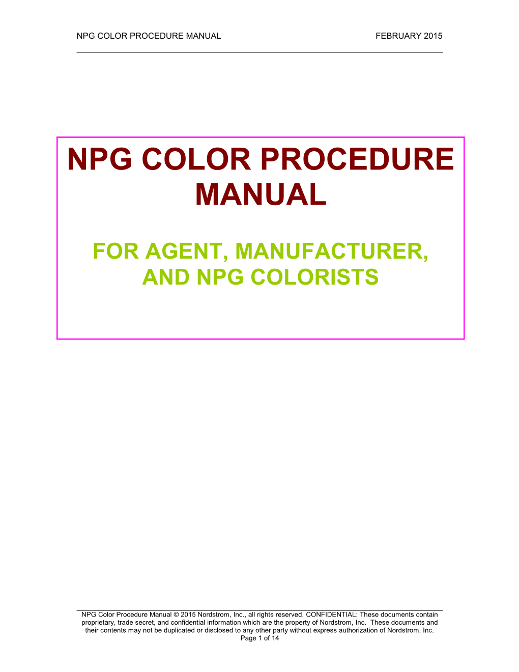 Npg Color Procedure Manual February 2015