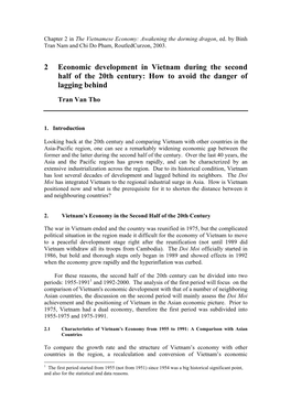 2 Economic Development in Vietnam During the Second Half of the 20Th Century: How to Avoid the Danger of Lagging Behind
