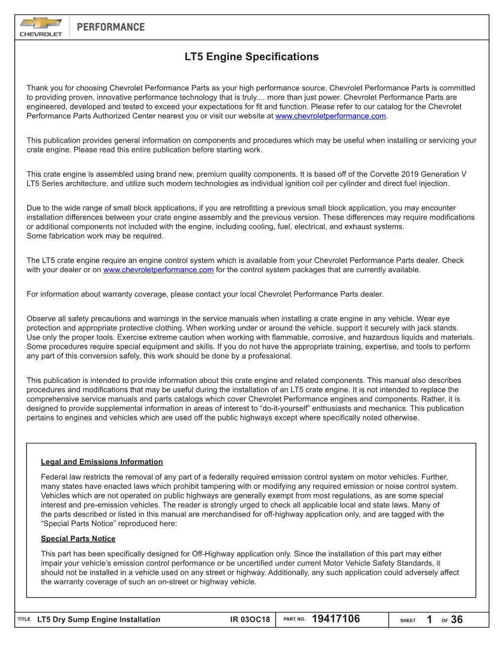 19417106 1 36 LT5 Engine Specifications