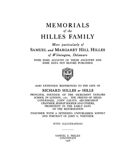 Memorials Hilles Family
