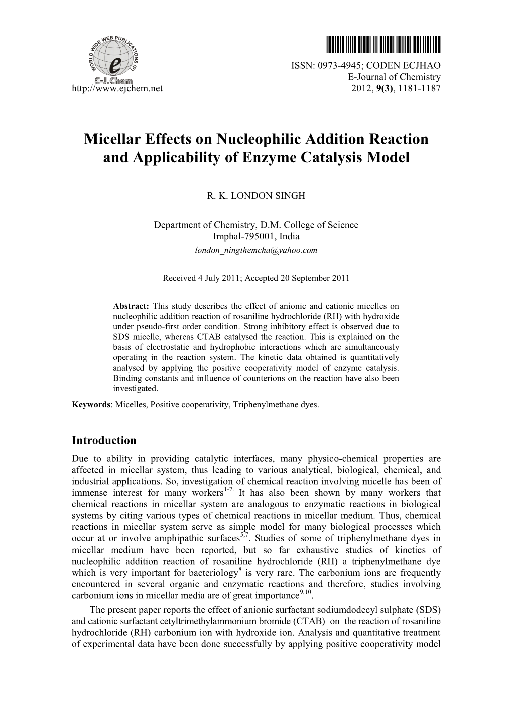 Micellar Effects on Nucleophilic Addition Reaction and Applicability of Enzyme Catalysis Model