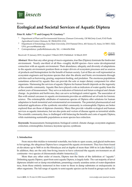 Ecological and Societal Services of Aquatic Diptera