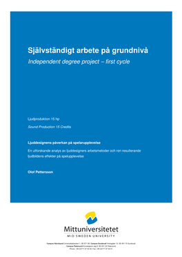 Självständigt Arbete På Grundnivå Independent Degree Project − First Cycle