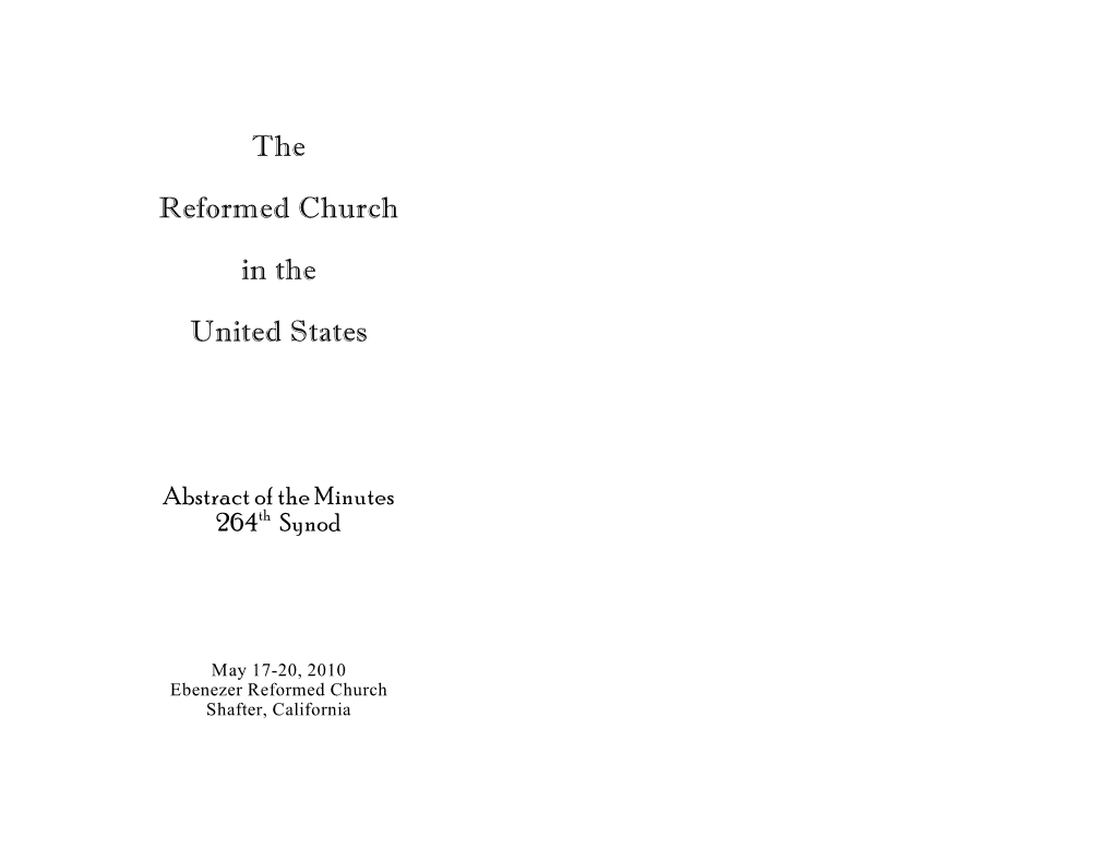 2010 Synod Abstract