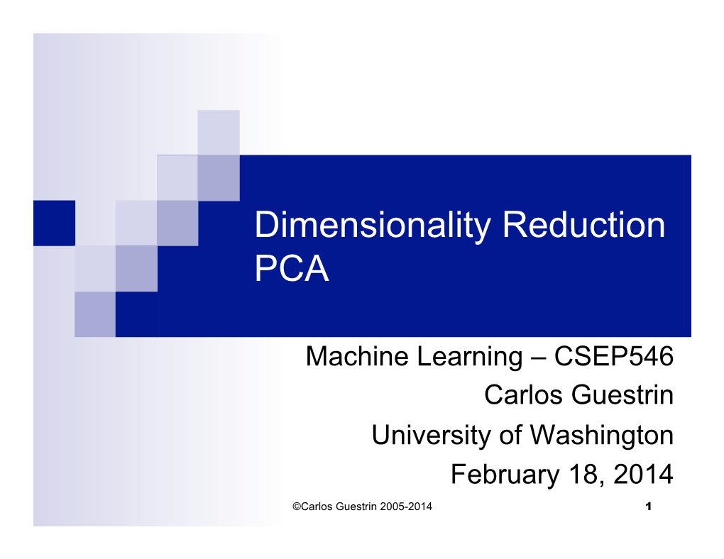 Dimensionality Reduction PCA