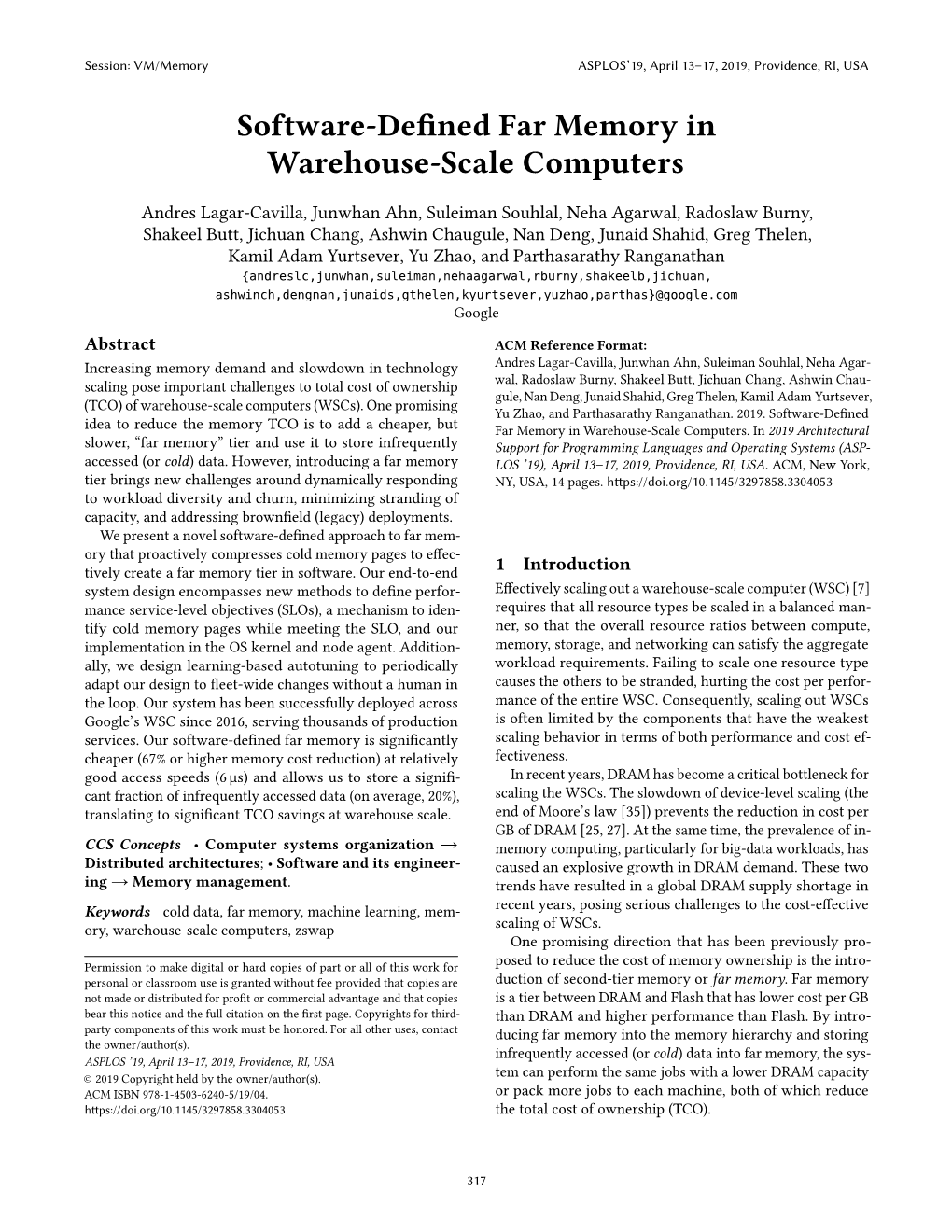 Software-Defined Far Memory in Warehouse-Scale Computers