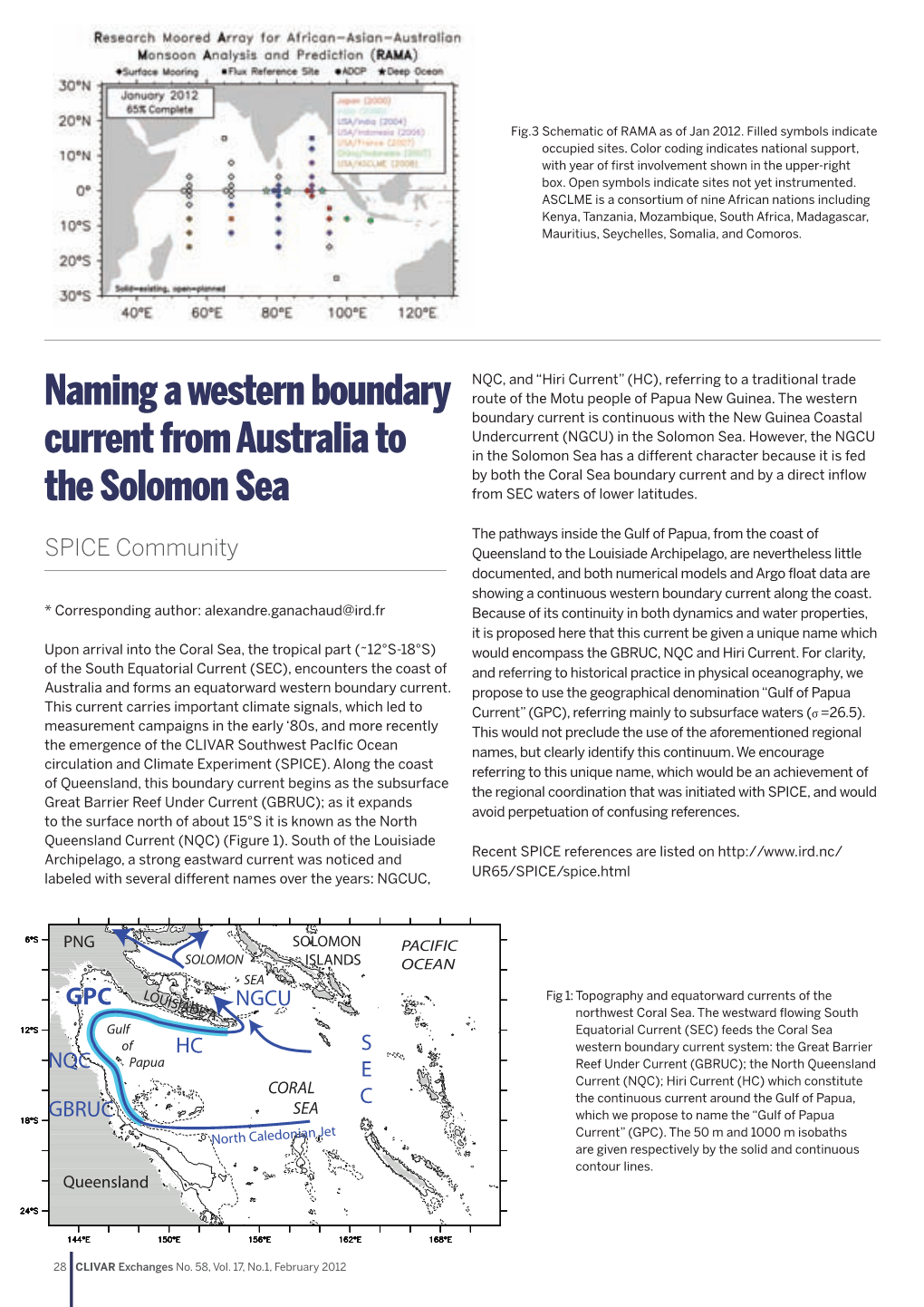 Naming a Western Boundary Current from Australia to the Solomon