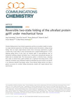 Reversible Two-State Folding of the Ultrafast Protein Gpw Under Mechanical Force