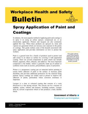 Spray Application of Paint and Coatings (Safety Bulletin CH004)
