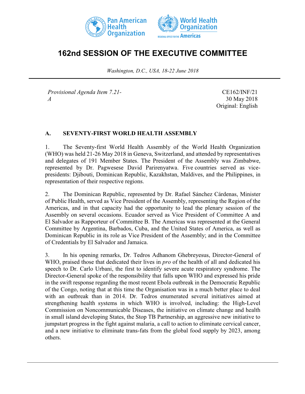 162Nd SESSION of the EXECUTIVE COMMITTEE