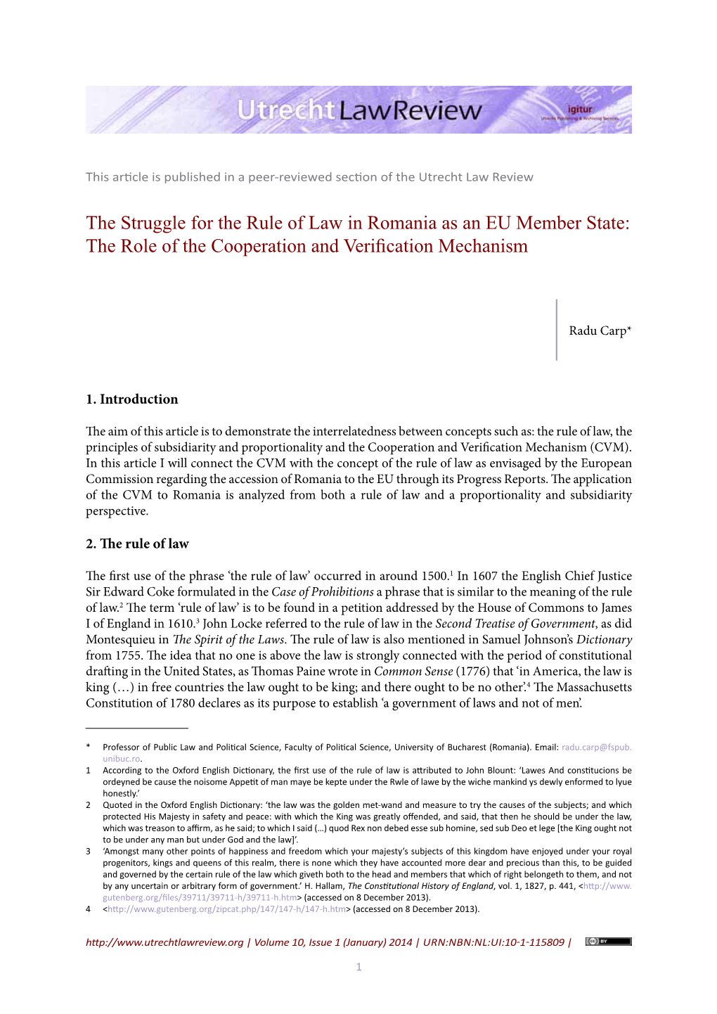 The Struggle for the Rule of Law in Romania As an EU Member State: the Role of the Cooperation and Verification Mechanism