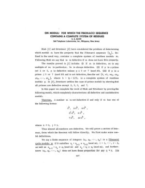 On Moduli for Which the Fibonacci Sequence Contains a Complete System of Residues S