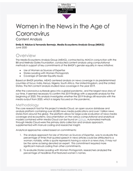 Women in the News in the Age of Coronavirus Content Analysis