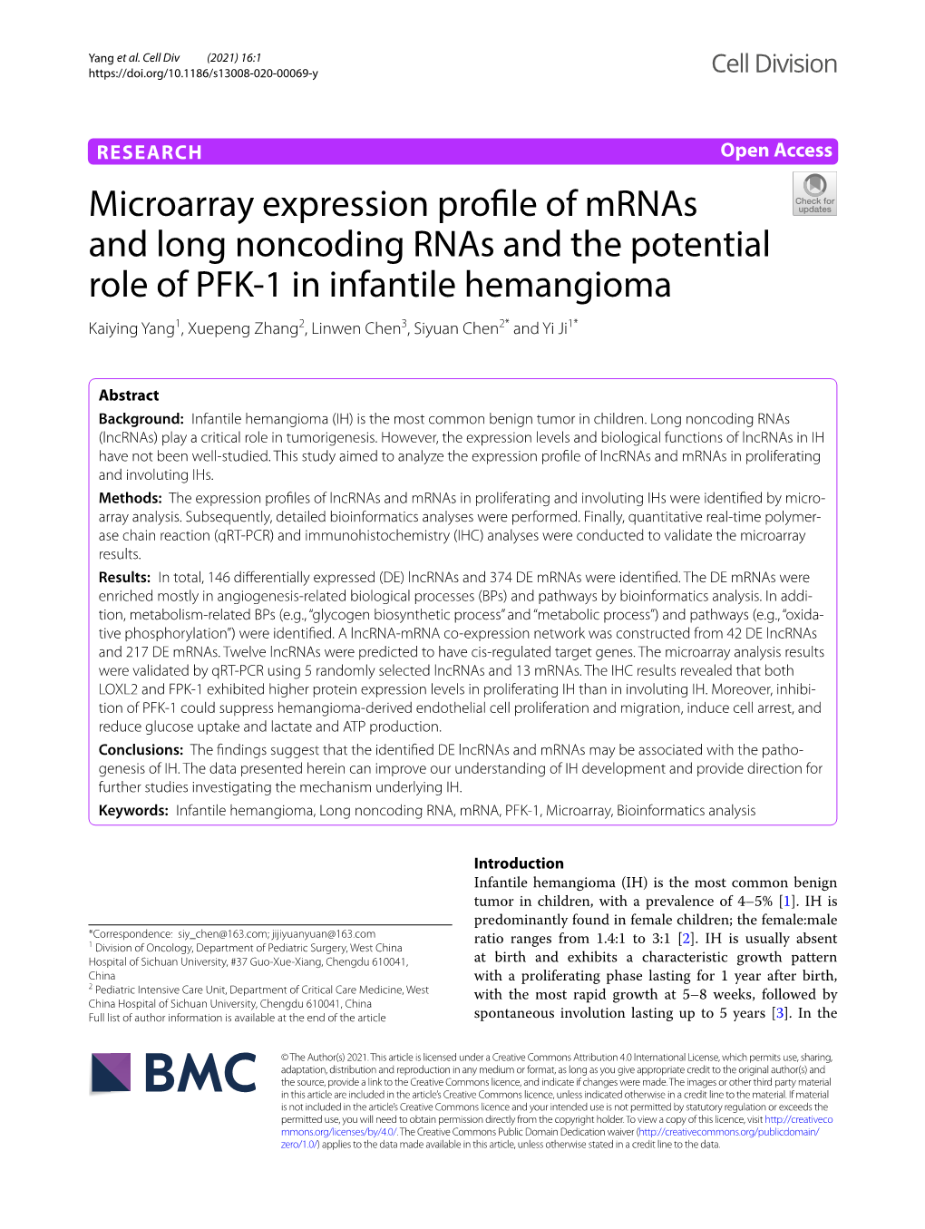 Microarray Expression Profile of Mrnas and Long Noncoding Rnas