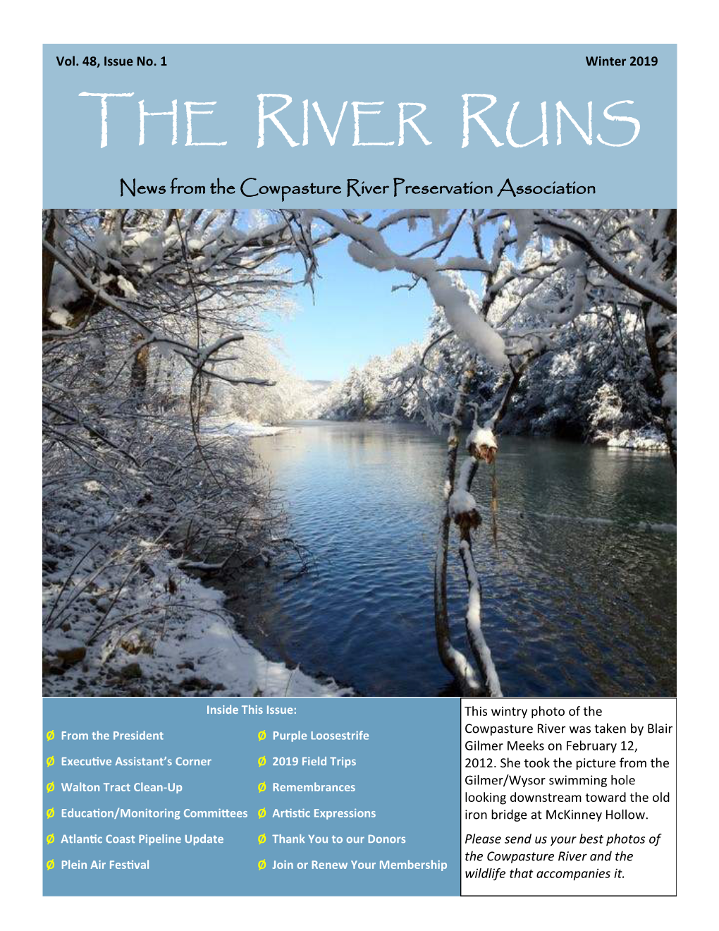 Winter 2019 the RIVER RUNS