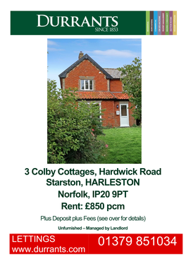 3 Colby Cottages, Hardwick Road Starston, HARLESTON
