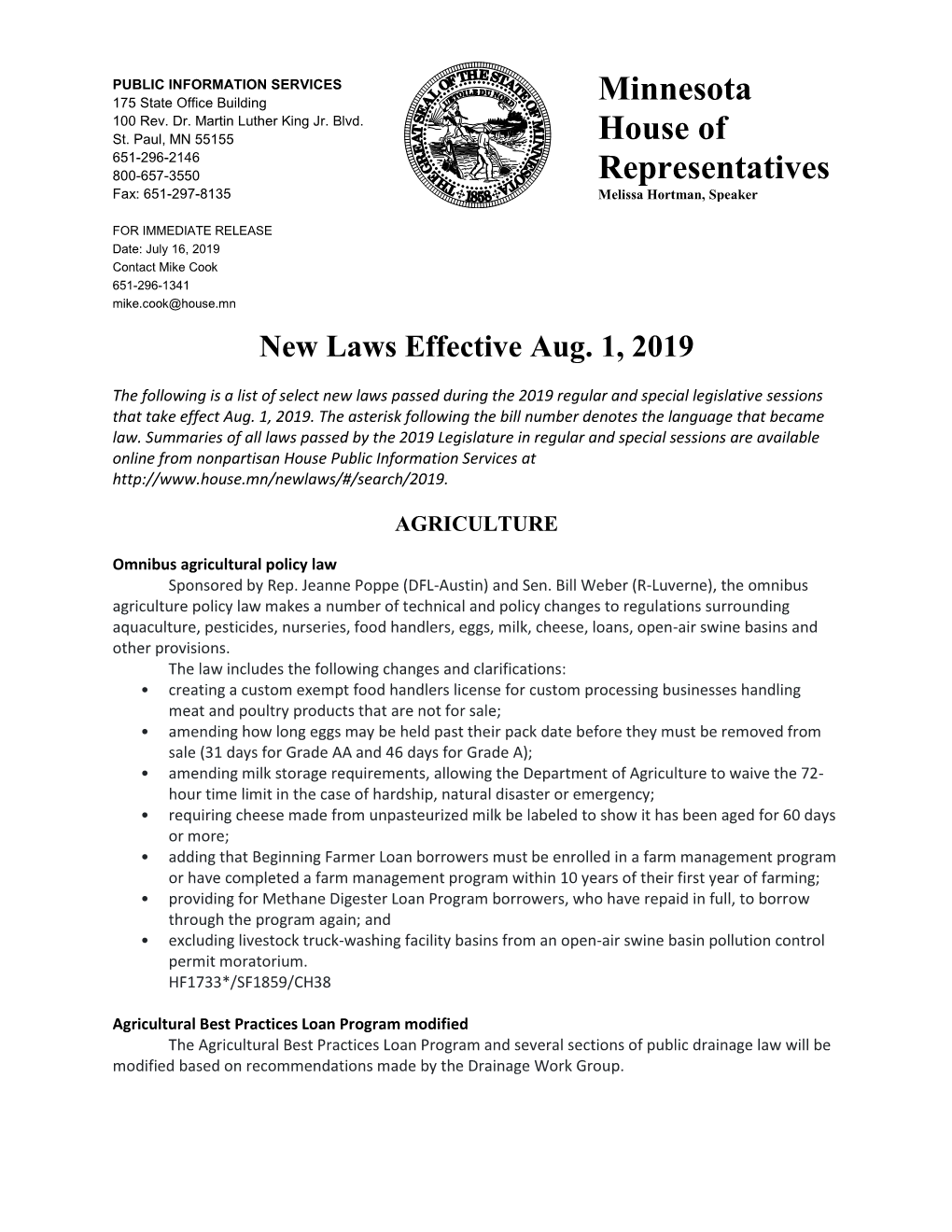 July 1, 2019 New Laws