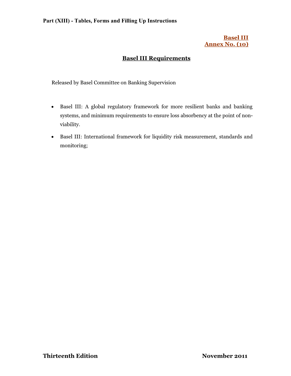 Basel III Annex No. (10)