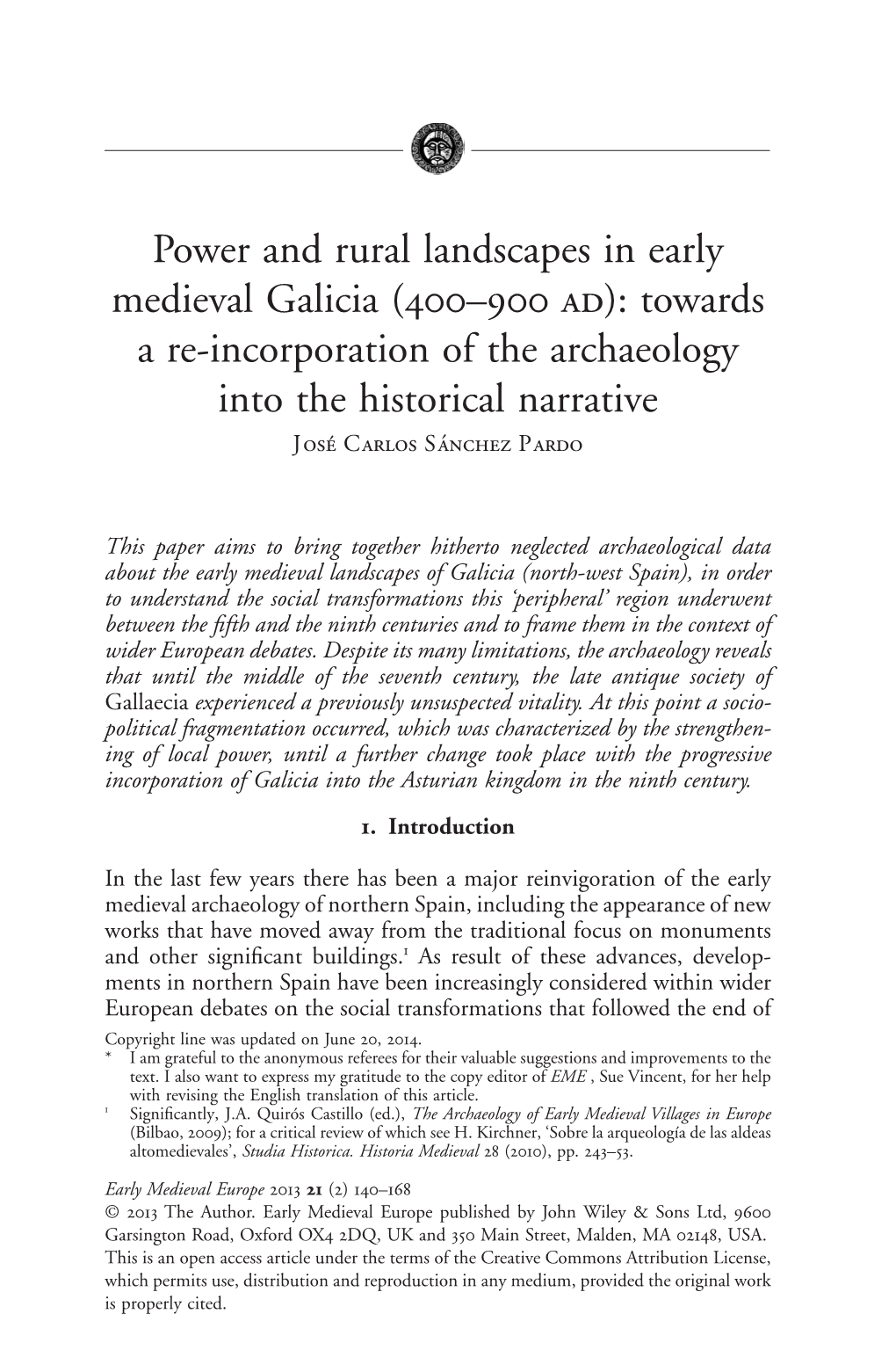 Power and Rural Landscapes in Early Medieval Galicia