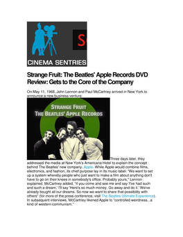 Strange Fruit: the Beatles' Apple Records DVD Review: Gets to the Core of the Company