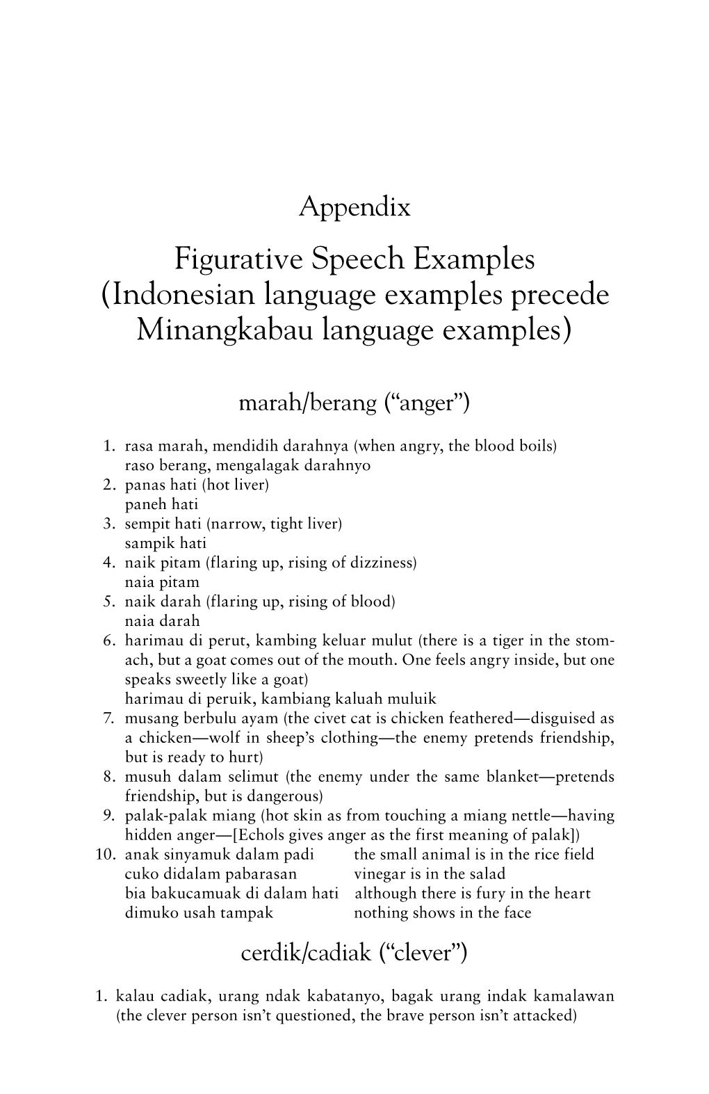 Figurative Speech Examples (Indonesian Language Examples Precede Minangkabau Language Examples)